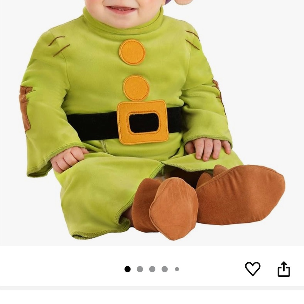 Disney Dopey Dwarf Costume Hat and Tunic in Purple and Green - Picture 4 of 4